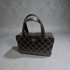 Chanel Black Quilted Leather Wild Stitch Handbag